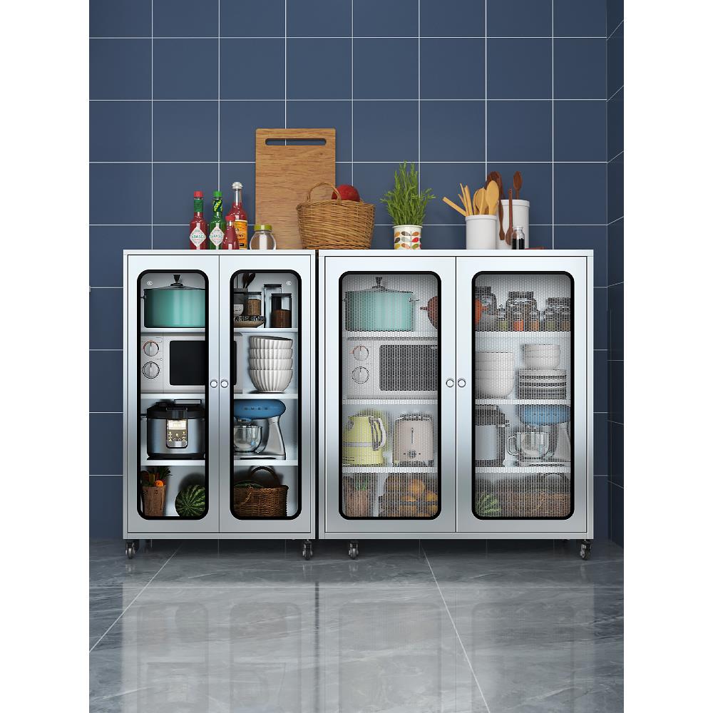 304不锈钢家用厨房碗柜餐边柜活动收纳柜子 餐厅储物柜厨房置物柜