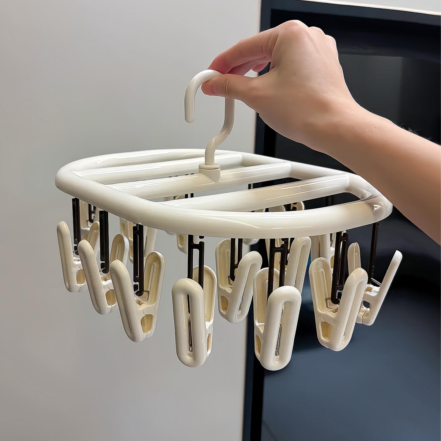 袜子晾晒架多夹子家用挂衣衣架带夹子宿舍用学生晾衣收纳神器阳台