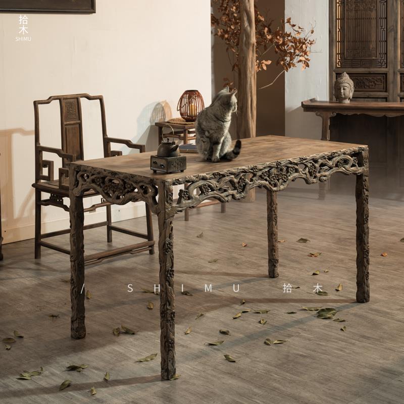 拾木| 中式仿古老货做旧书法桌明式画案写字台明清古典老物件花梨