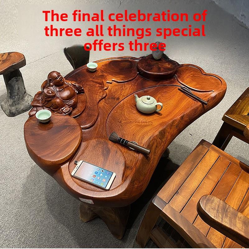花梨木根雕茶台实木树根茶桌家用功夫茶海天然原木泡茶桌阳台茶几