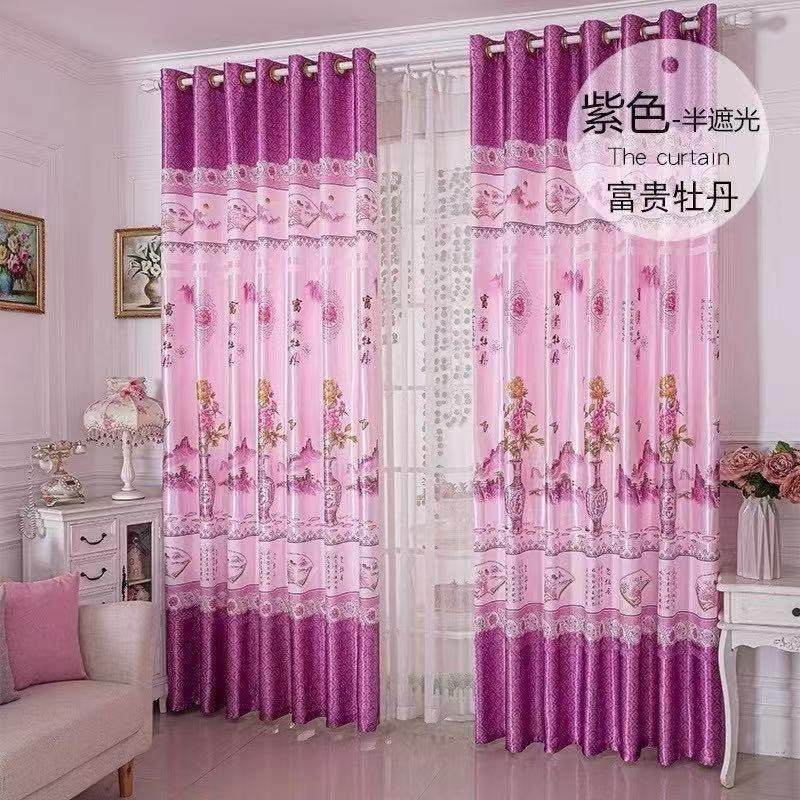 田园中式窗帘印花落地窗客厅阳台书房飘窗帘成品半遮光卧室隔断帘,居家布艺,成品窗帘,淘宝优惠券,粉丝福利购,淘宝优惠卷