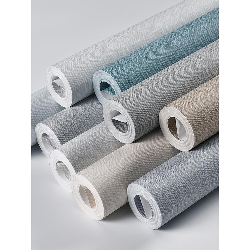 素色墙壁纸家用房间卧室无纺布工程墙纸简欧非自粘出租房墙布壁布