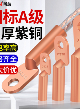 国标紫铜DT铜鼻子线耳25/35/50/70/95/150/185平方接线端子线鼻子