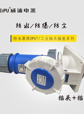 威浦航空工业插头插座TYP371配TYP3802防水暗装斜式插座(32A3芯)