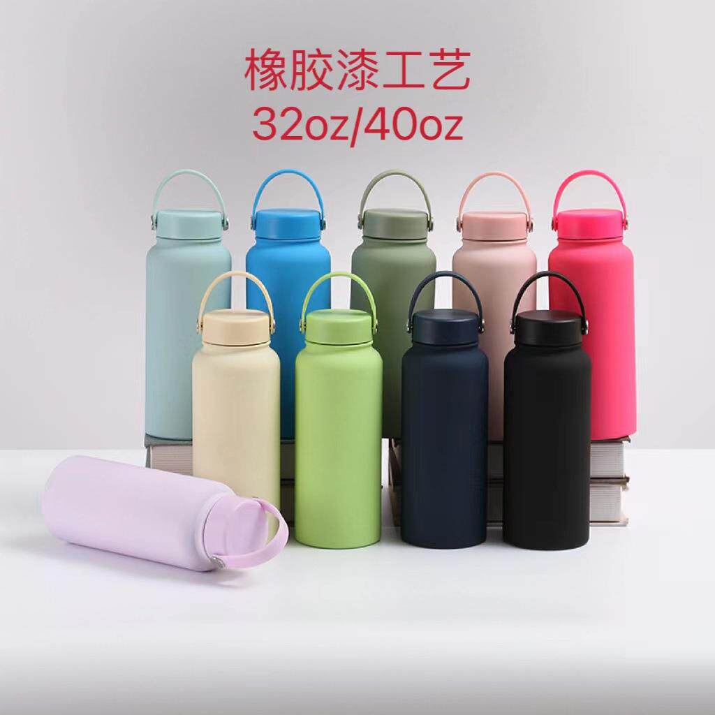 2023新款不锈钢运动水壶大容量1L美式大口保温杯便携户外水杯定制