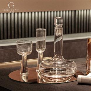 酒柜高端装 高级感水晶玻璃醒酒器红酒杯香槟杯家用套装 饰摆件轻奢