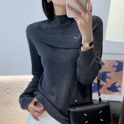 重工烫钻针织衫女宽松休闲上衣