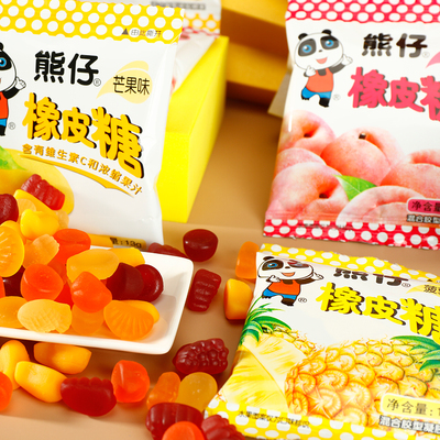 PandaKid熊仔橡皮糖水果QQ软糖草莓味经典儿时小吃网红休闲小零食