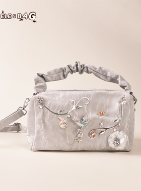 BELE2025新款原创国风飞鸟与鱼之诗单肩手提斜挎包女士时尚包包