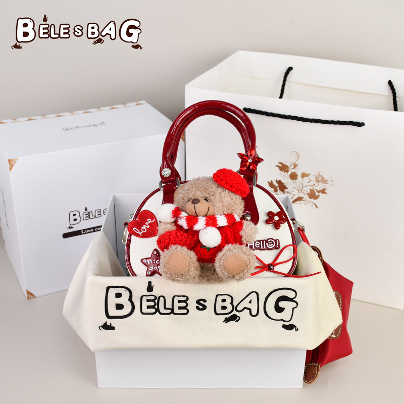 BELE2025新款可爱小熊猫红色包包单肩斜跨小包女生日新年礼物送人