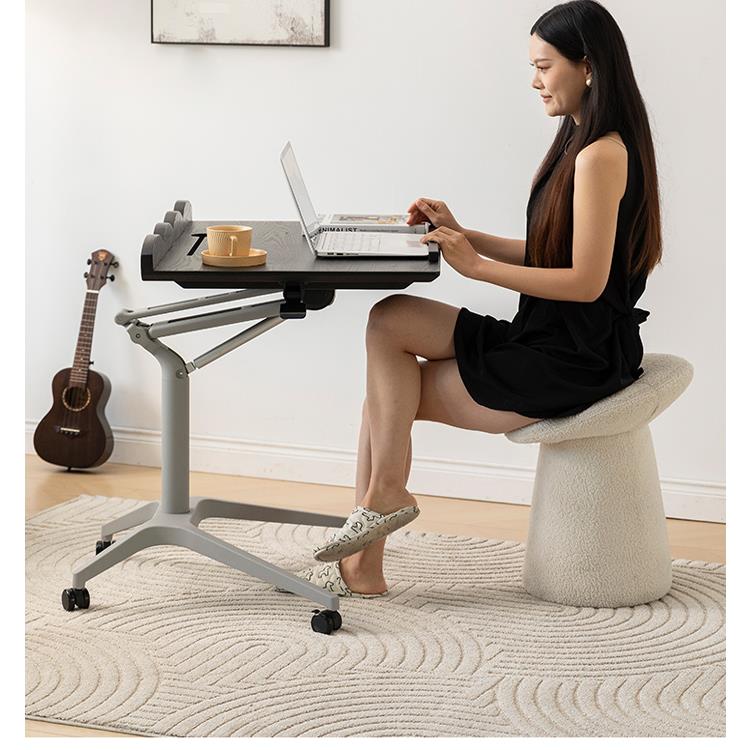 新疆包邮气动升降桌实木电脑桌卧室家用办公桌办公桌小型笔记本移