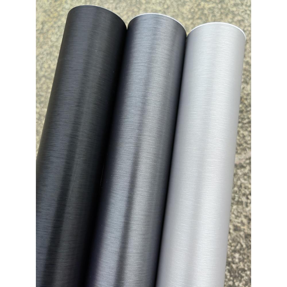 汽车改色膜拉丝黑贴纸 机盖碳纤黑贴膜 车顶膜中控内饰深灰拉丝银