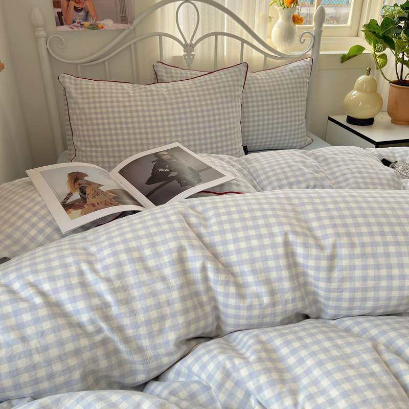 超柔水洗棉格子小清新四件套学生宿舍三件套床单被套床笠 团购,床上用品,学生床品套件,淘宝优惠券,粉丝福利购,淘宝优惠卷