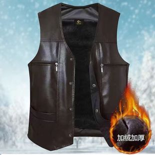 坎肩外套GG379 H软皮马甲一体加绒口袋中老年无袖 下单立减50