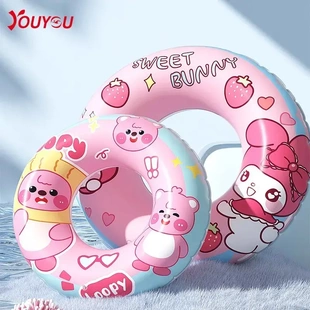 少儿游泳圈防侧翻男女童初学者宝宝卡通充气腋下圈成人加厚救生圈