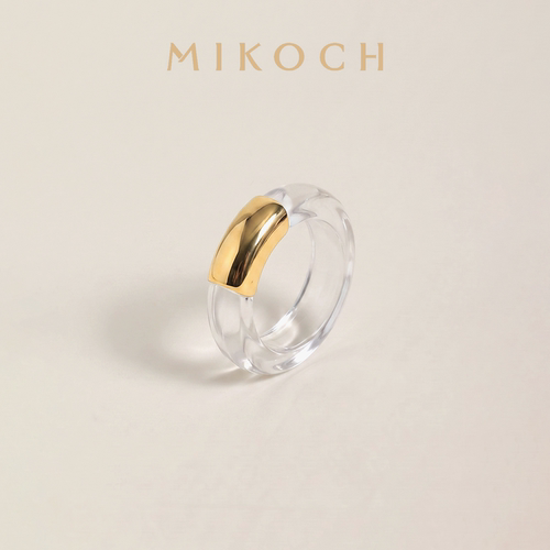 MIKOCH白水晶素圈戒指女食指戒