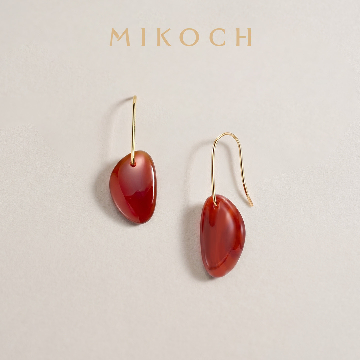 MIKOCH知秋S925银红玛瑙耳环长款新中式红色耳坠女法式气质耳饰