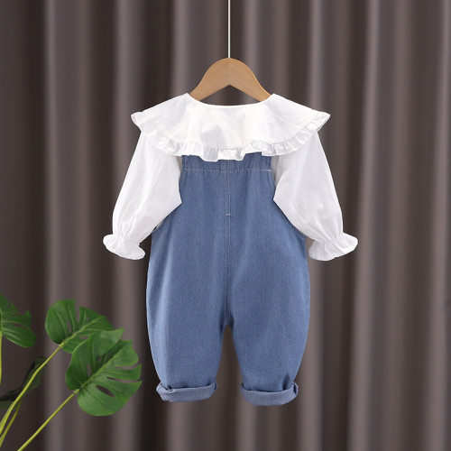 WW女宝宝春装套装休闲1-3岁女童春秋卫衣两件套儿童衣服春3-4背带
