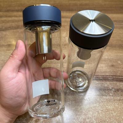 万象单层双层玻璃杯磨砂质感杯盖带滤网泡茶水杯简约商务便携