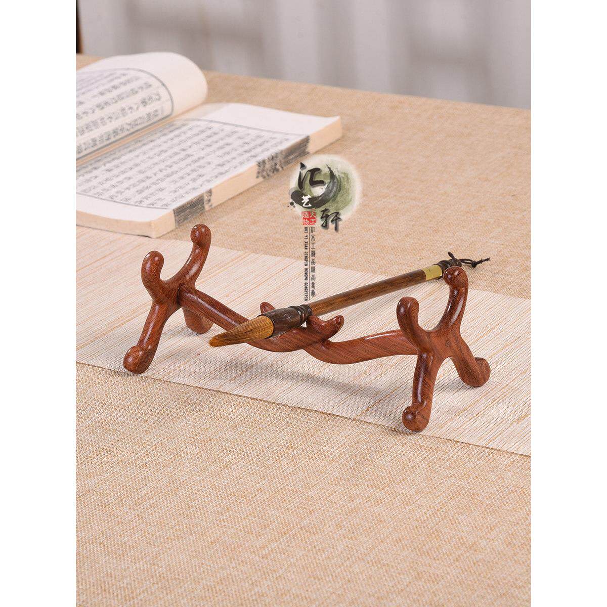 实木红檀如意摆件托架画轴毛笔沉香摆件雪茄玻璃管试管展示木托架