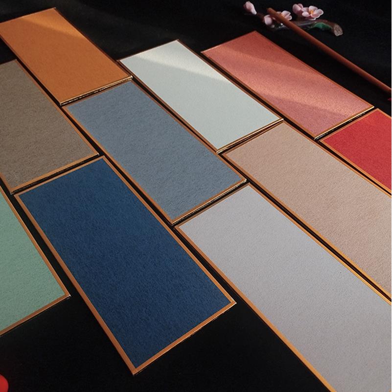 十色熟宣纸楮笺硬卡蜡染仿古楮皮笺金边卡纸工笔没骨画专用卡宣