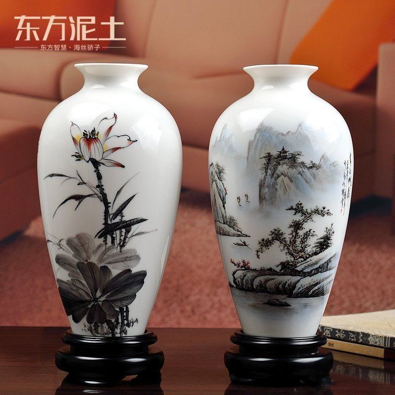东方泥土瓶手绘古典新家居客厅电视柜博古架饰品