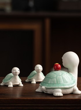 陶瓷小乌龟茶宠爱长寿龟茶玩创意茶台茶桌小装饰品
