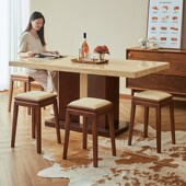 新实木餐椅现代板凳梳妆凳叠放软垫方形餐凳