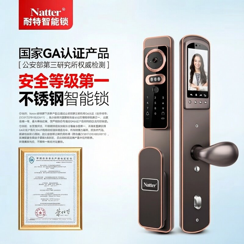 Natter耐特全自动指纹密码门锁