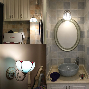 蒂凡尼壁灯地中海镜前灯欧式客厅床头过道卧室创意白色铁