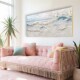 大芬村纯手绘油画现代奶油风客厅装 饰画抽象大海风景肌理挂画