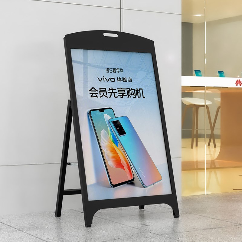 户外防风手提铁海报架落地单双面水牌门口kt板广告展示立式指引架