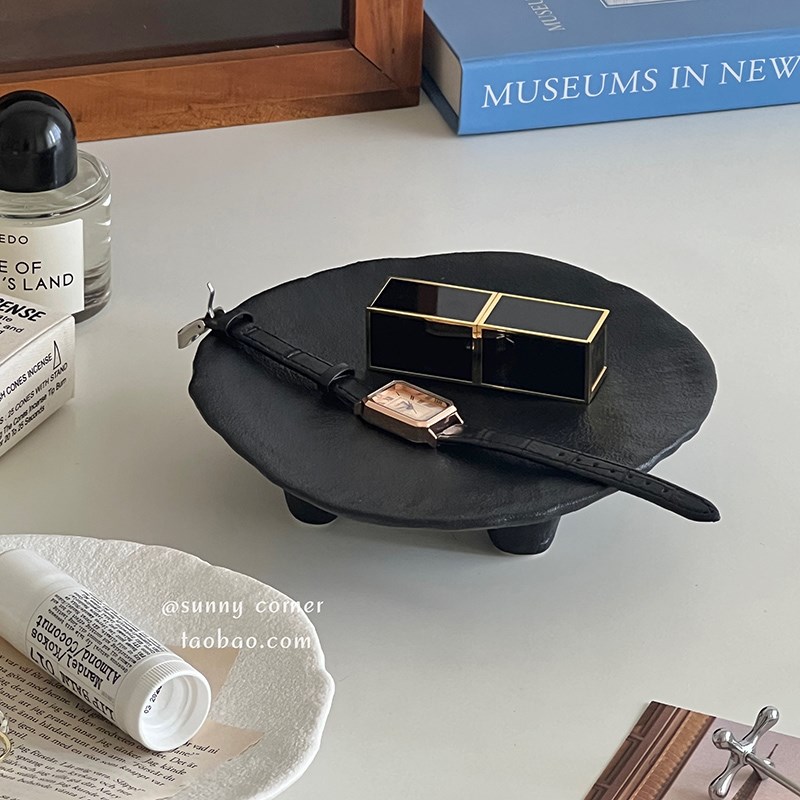 北欧陶瓷收纳盘香薰首饰展示盘玄关桌面置物盘高级感艺术托盘摆件