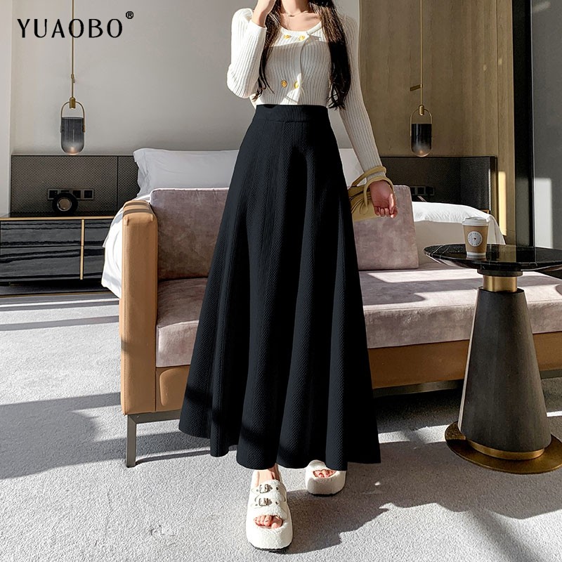 半身裙女秋冬2025新款时尚流行爆款百搭中长款高腰显瘦a字针织裙