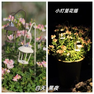 日式铁艺灯笼灯珠花插小摆件家居阳台园艺简约装饰酒吧餐馆造景