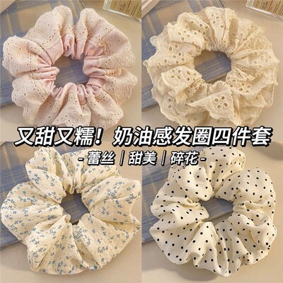 甜美蝴蝶结碎花大肠发绳韩系气质