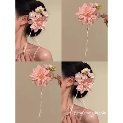 粉色纯欲侧边感度假海边配饰头花