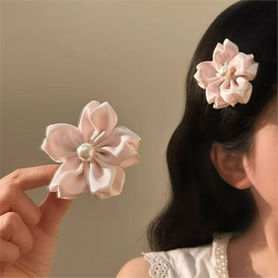 甜美少女粉色胸针珍樱花花朵发夹