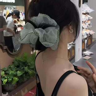 小清新韩大肠发圈大号版欧根纱波点春夏新款扎发头绳时尚皮筋高弹