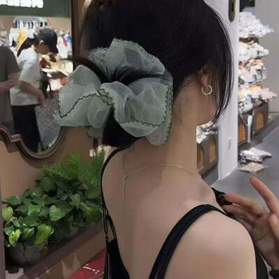 韩系欧根纱波点大肠发圈高弹