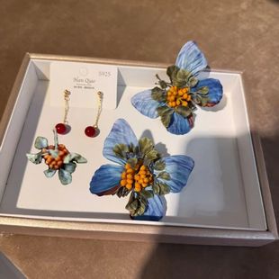 立体蝴蝶枯叶发夹蝴蝶发卡发饰中式汉服头饰高级感复古刘海夹精致