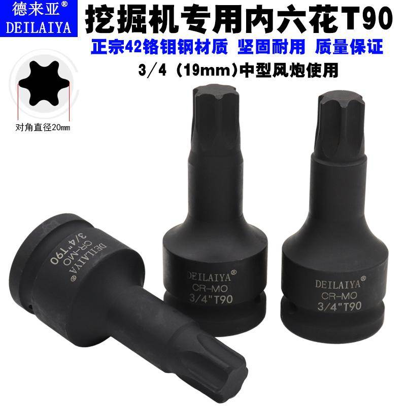 T90重型批头挖掘机专用行走马达缸盖螺丝气动内六花旋具套筒扳手