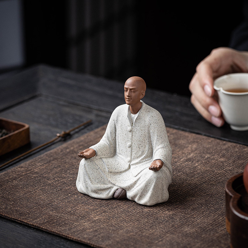 创意小和尚摆件陶瓷人物雕像禅意书房茶室茶台桌面装饰摆设工艺品