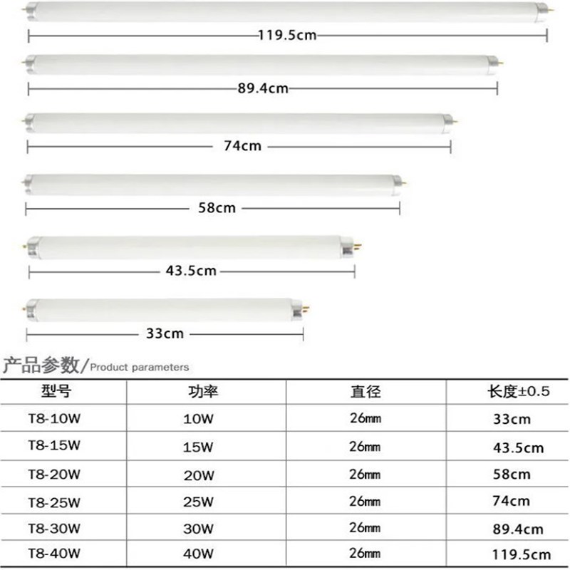 JOBO佳宝鱼缸T8专用灯管水族箱白光粉红光节能日光灯水草照明器材