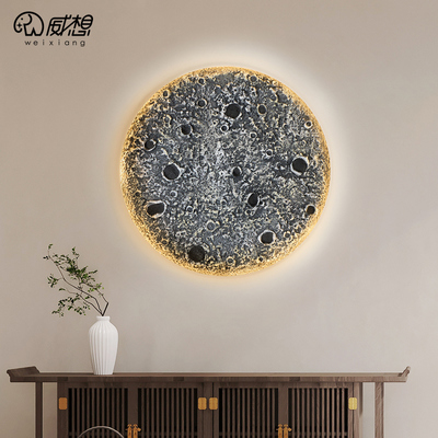 网红月球石膏灯智能调光无边框浮雕客厅背景墙灯内嵌入式预埋壁灯
