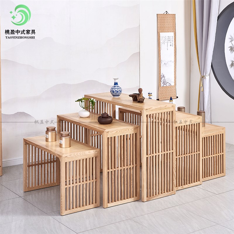 新中式实木中岛柜珠宝展柜茶具茶盘展示柜陶瓷紫砂壶柜现代简约
