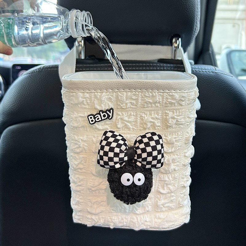 车载垃圾桶汽车内用高级感多功能垃圾袋后排挂式储物桶雨伞收纳桶