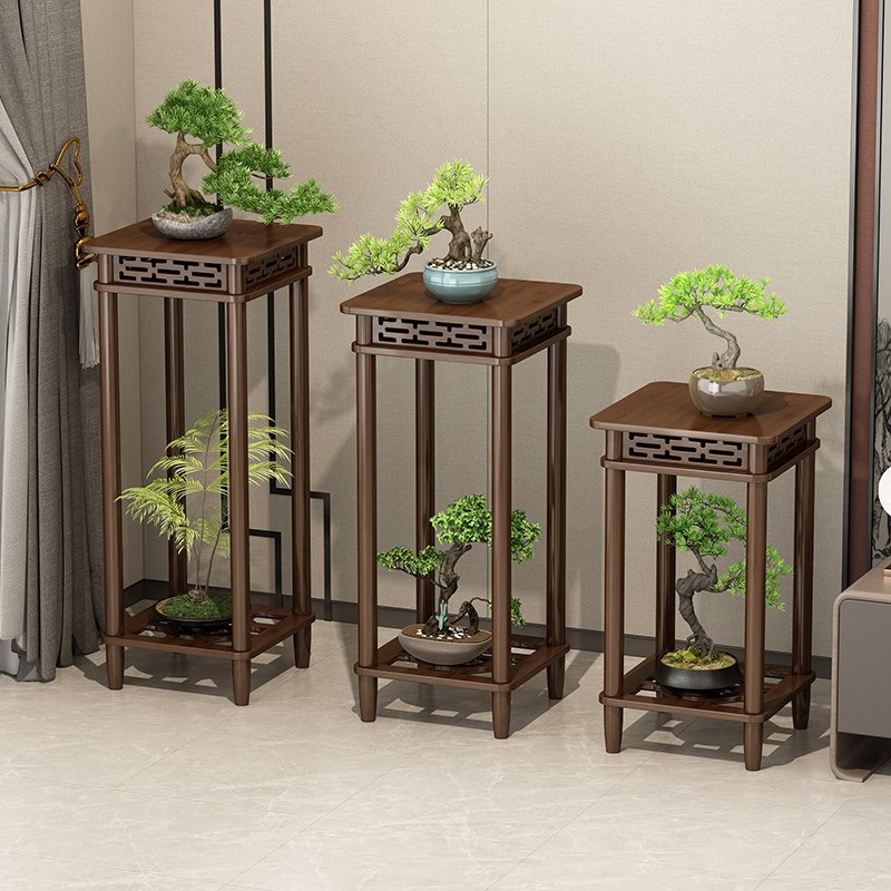 花架落地式阳台置物架新中式花台实木多层花盆底架客厅摆件展示架