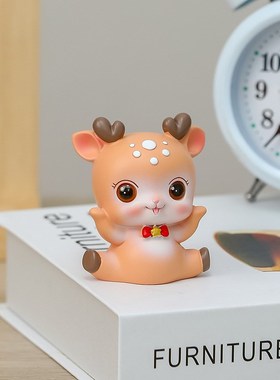 家用小萌鹿桌面可爱摆件创意家居电视柜玄关装饰一鹿平安工位摆设