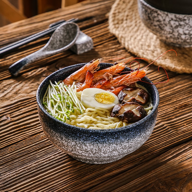 日式家用陶瓷单碗宿舍学生面碗大号高脚米线泡面拉面螺蛳粉米饭碗